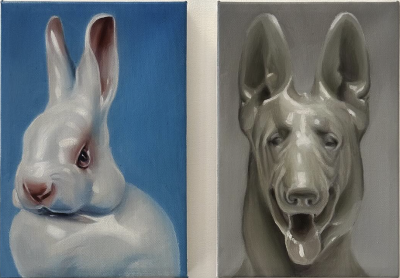 罗伯特·罗素（美国）的作品带有强烈的“概念写实主义”（Conceptual Realism）气质，一方面画工精细、写实风格明显，另一方面他用作品表达记忆、身份、欲望与真实性等主题。他经常以看似平凡或温馨的日常物品、瓷器…