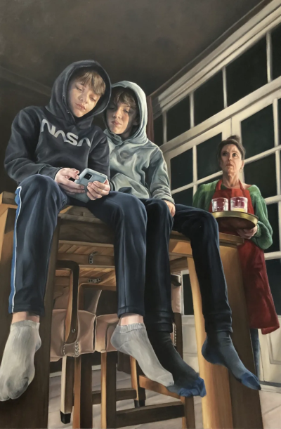 卡琳·内延胡伊斯是一位荷兰当代具象画家，以充满情绪张力与绘画质感的人物绘画而受到关注。她的创作建立在写实基础之上，同时强调笔触、材料与图像之间的关系，使作品在再现与表现之间形成鲜明张力。