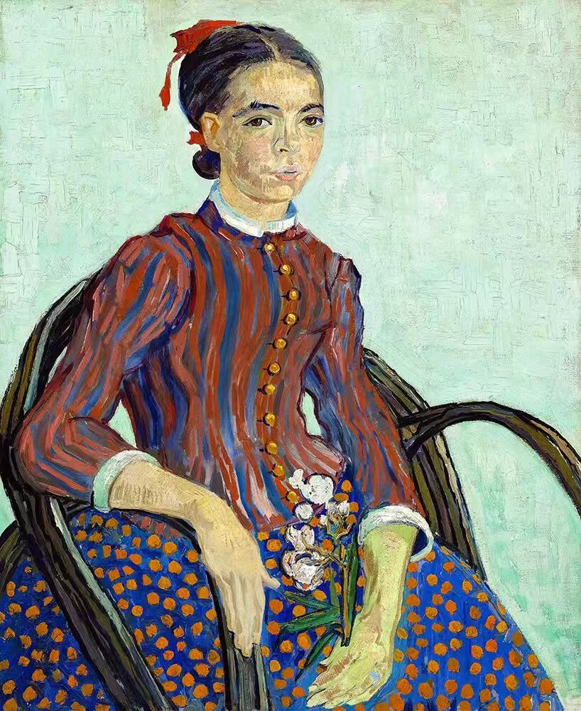 《La Mousmé》1888年，帆布油画，23 x 60.5 cm美国华盛顿国家美术馆收藏