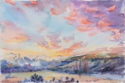 Carla Hananiah
是一位年轻的新西兰女性艺术家
她有着不一样的辽阔情怀
笔下的天空,尤其是晚霞
壮丽辽阔,色彩绚丽,层次分明
比摄影更美
看完都想去学油画了！
