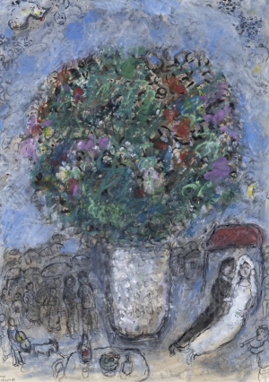 马克·夏加尔，《盛大花束婚礼》（约 1979 年）。