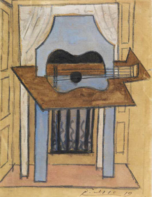 巴勃罗·毕加索，《静物与吉他》（约 1919 年）。