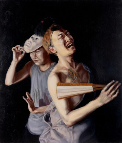 《荒诞者》，布面油画，2021。这幅作品让龚若愚在美术纵横杂志主办的“青年新时代”第五届当代新锐艺术家提名展中荣获新锐艺术家奖。