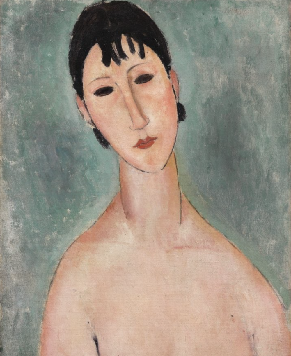 阿梅代奥·莫迪利亚尼，《埃尔维拉半身像》局部