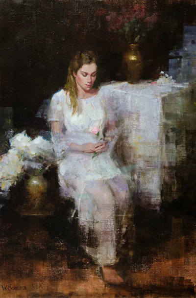 威廉·施耐德是一位在油画与粉彩领域均达到大师级水准的美国当代写实主义画家。他的人生经历颇具传奇色彩：早年作为音乐人活跃于摇滚乐队并发行唱片，随后转战金融界成为投资咨询公司合伙人，直到2010年才正式成为全…