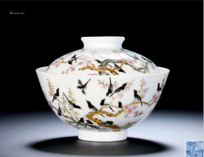 清乾隆 粉彩日日见喜盖碗