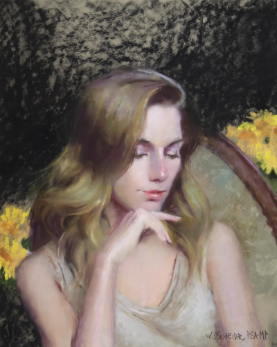 威廉·施耐德是一位在油画与粉彩领域均达到大师级水准的美国当代写实主义画家。他的人生经历颇具传奇色彩：早年作为音乐人活跃于摇滚乐队并发行唱片，随后转战金融界成为投资咨询公司合伙人，直到2010年才正式成为全…