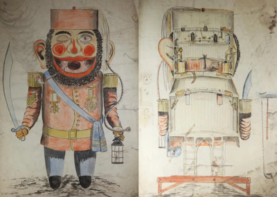 “巨人”模型的外视和内部图，詹姆斯·亨利·普伦，19世纪60年代末至70年代初。