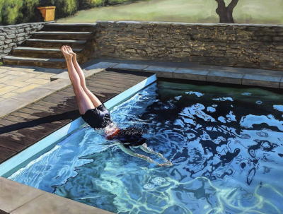 德瓦迪·哈贾布是一位阿尔及利亚出生、现居巴黎的当代艺术家。他的创作紧密结合摄影与绘画，以高度写实的油画形式展示处于极端、受约束或极具张力姿态的人体，置于形式严谨且视觉上稍带不安的室内环境中。