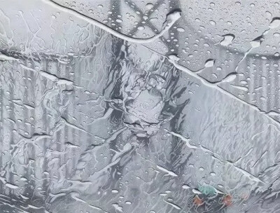 洛杉矶艺术家Elizabeth Patterson的彩铅绘画作品。她使用彩色铅笔和溶剂，逼真地再现了雨水在挡风玻璃上的情形。