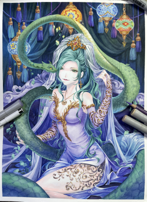 穆逢春绘制。《斗罗大陆》漫画同人作品。《湘澜雁影》-独孤雁。(来源于网络，侵权删)