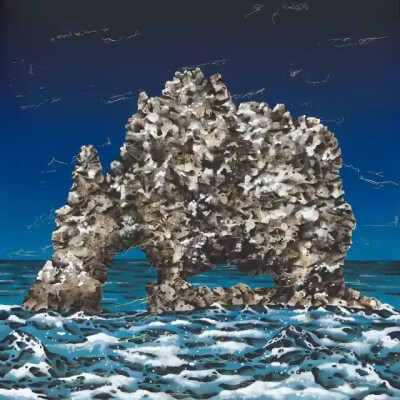 叶仁焜《雪融之际I》
2021年，水墨、胶彩、银箔、金箔画布、绢，100cm×100cm
