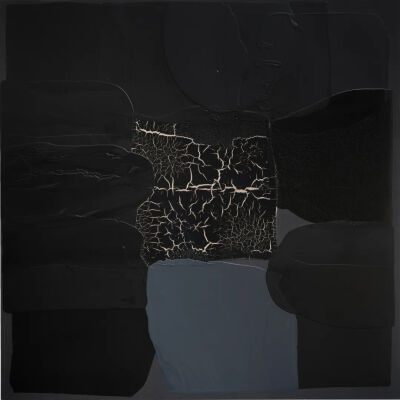 《暗黑练习-4》，230 × 230 × 7.5cm，木板丙烯，关音夫，2024年