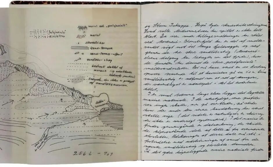 艺术家的野外考察笔记本（1963年于格陵兰岛北部的皮里地），约恩博物馆佩尔·柯克比档案馆藏