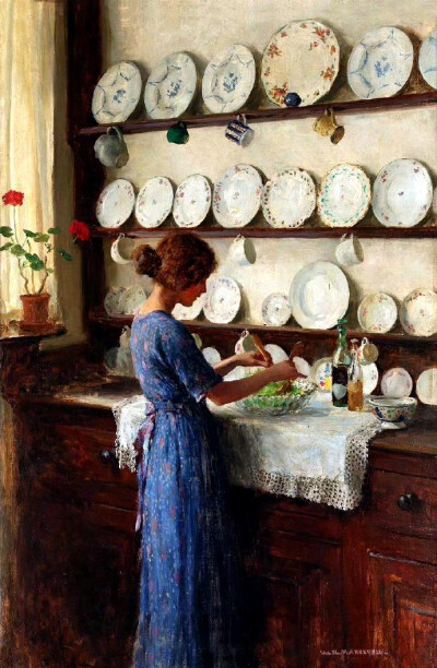 19世纪英国画家William Henry Margetson，以绘画唯美女性肖像闻名