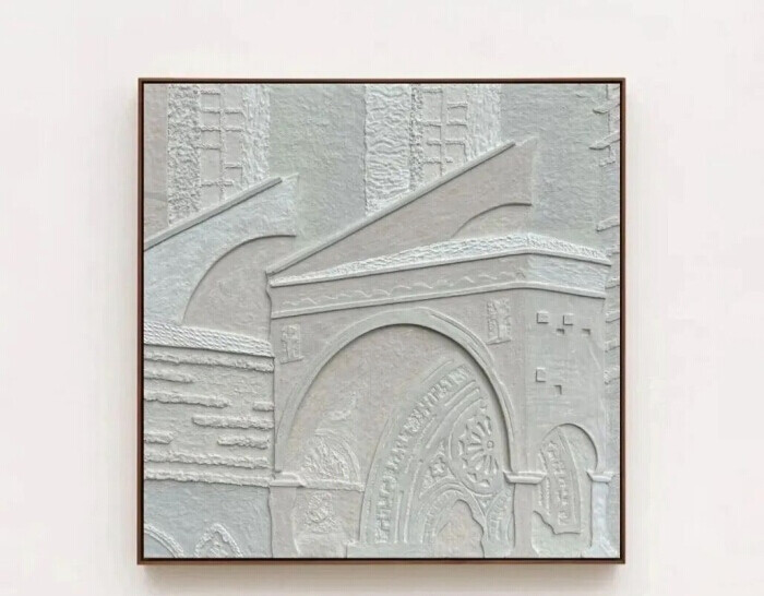 吴敏娟《素垣白墙NO.3》60x60cm 布面岩彩·2024