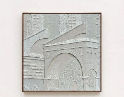 吴敏娟《素垣白墙NO.3》60x60cm 布面岩彩·2024