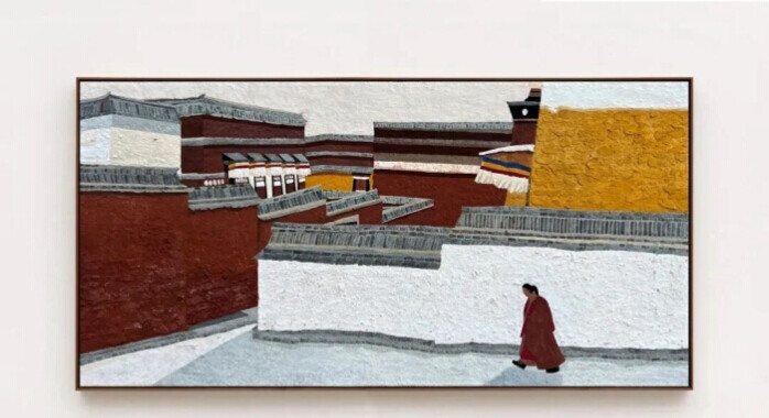 陈怡伊《102°E，35°N》之一 60cm X 120cm 布面岩彩·2023
