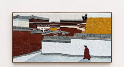 陈怡伊《102°E，35°N》之一 60cm X 120cm 布面岩彩·2023