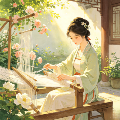 手织白紵纤且长，生着宜热熟宜凉。愿君服之无弃捐，映君颜貌长如玉。 ​​​