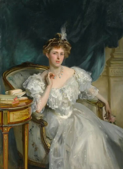 威廉·乔治·拉斐尔夫人，1906年Mrs. William George Raphael，1906约翰·辛格·萨金特John Singer Sargent美国画家1856-1925 ​​​