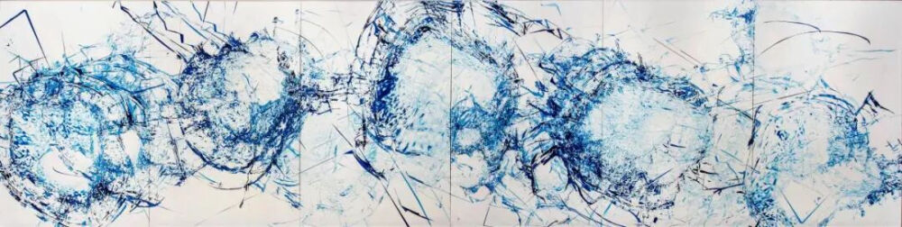 赵赵作品《星空》，布面油画，300 × 200 cm × 6，2021年