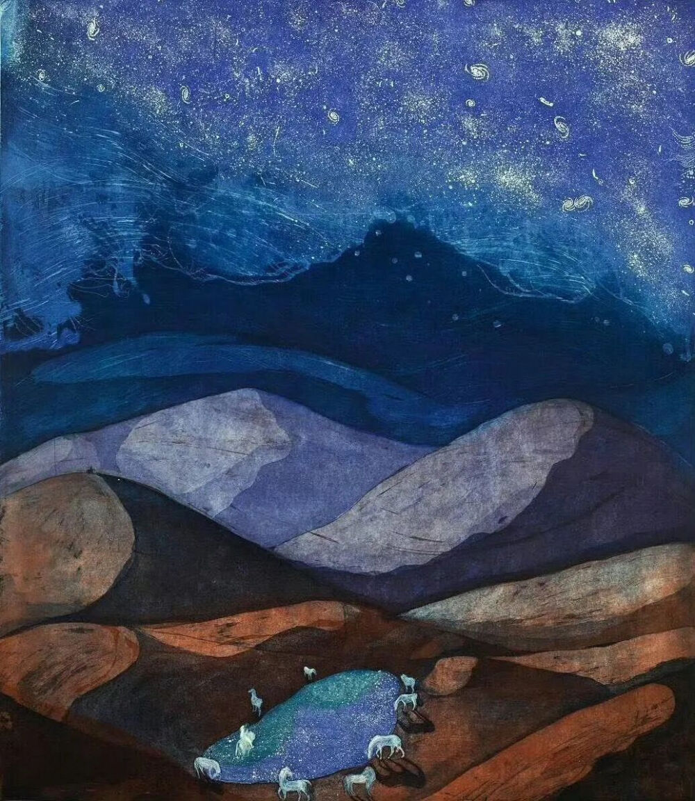 《夜之镜像》Mirroring The Night
萨里·布雷默（Sari Bremer）
2018年；尺寸未知；画布油画
芬兰国家美术馆收藏