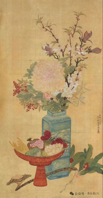 这是清代画家汤禄名（1804—1874）的作品，具体是他的《岁朝清供图》（也称《岁朝图》）。