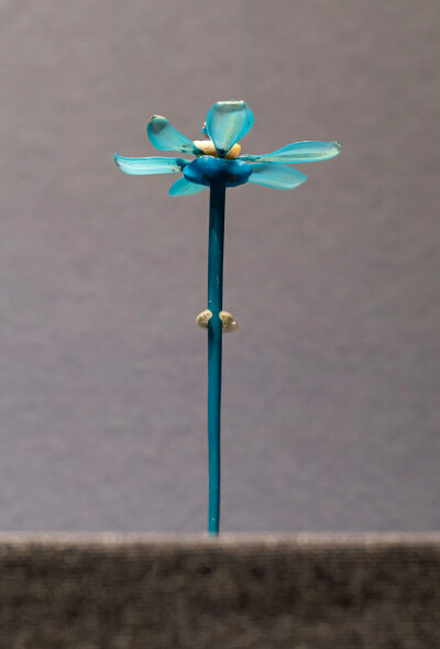 宋代花形蓝玻璃簪
