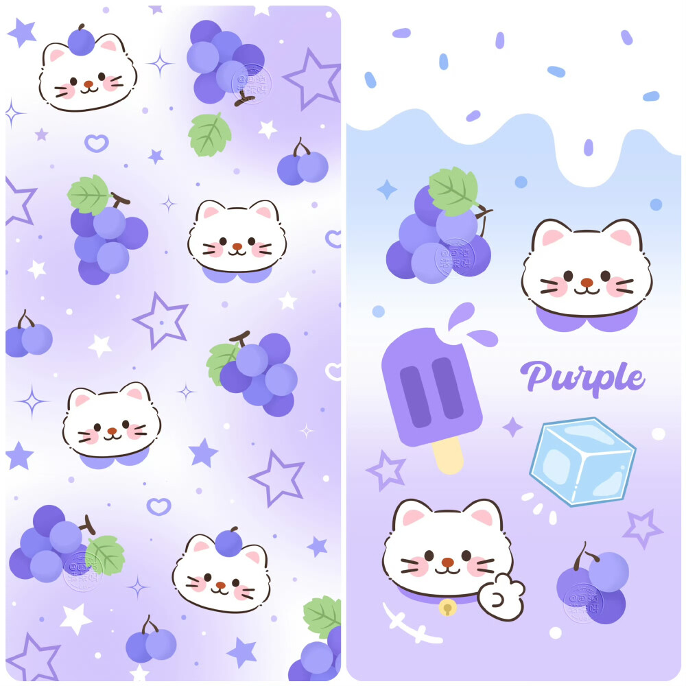 紫色系葡萄小白猫