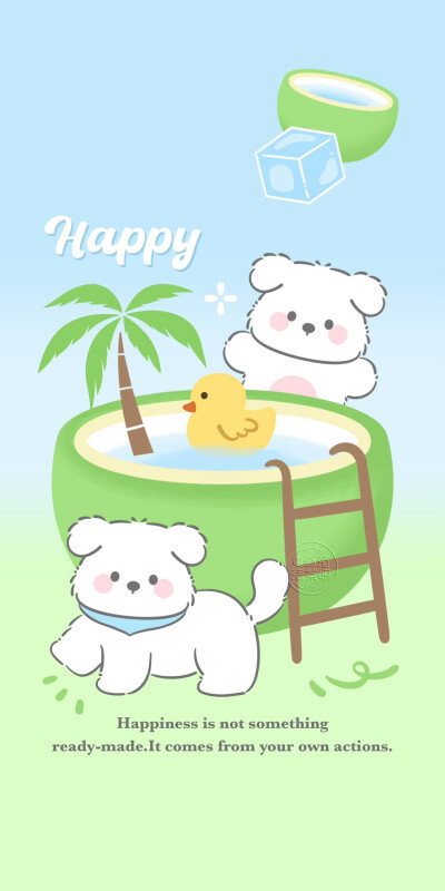 清凉夏日椰子小狗