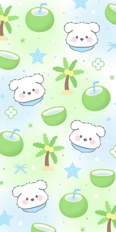 清凉夏日椰子小狗