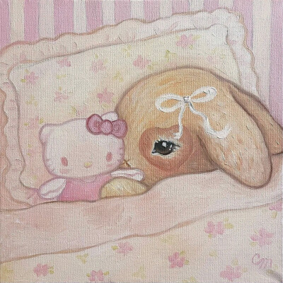 自调色 小兔油画风头像
