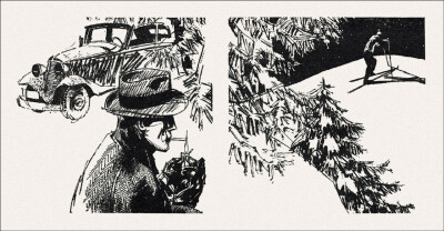 俄罗斯插画家 Gennady Novozhilov(1936-2007) 为前苏联谍战小说《春天里的十七个瞬间》创作的插图。Gennady Novozhilov的画风极具辨识度，线条灵动自由，常带有速写般的生动感。他擅长运用水墨般的黑白对比和富有表…