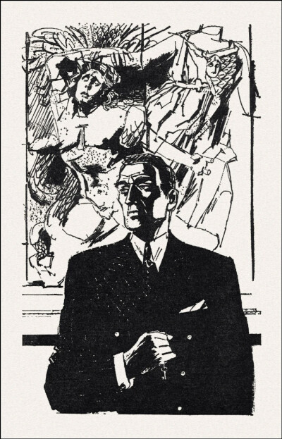 俄罗斯插画家 Gennady Novozhilov(1936-2007) 为前苏联谍战小说《春天里的十七个瞬间》创作的插图。Gennady Novozhilov的画风极具辨识度，线条灵动自由，常带有速写般的生动感。他擅长运用水墨般的黑白对比和富有表…