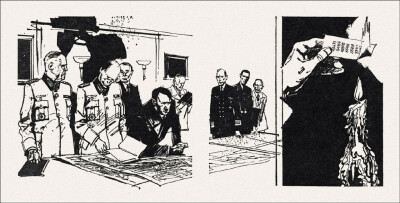 俄罗斯插画家 Gennady Novozhilov(1936-2007) 为前苏联谍战小说《春天里的十七个瞬间》创作的插图。Gennady Novozhilov的画风极具辨识度，线条灵动自由，常带有速写般的生动感。他擅长运用水墨般的黑白对比和富有表…