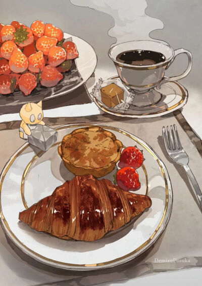 治愈系美食插画