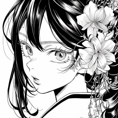 黑白漫画/女生头像