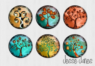 CURLY TREES set 3 set of 6 pin back buttons by jessejanes on Etsy <a class='shortlnk' href='/s/03e0024ab' target='_blank' title='http://www.etsy.com/listing/72055353/curly-trees-set-3-set-of-6-pin-ba…