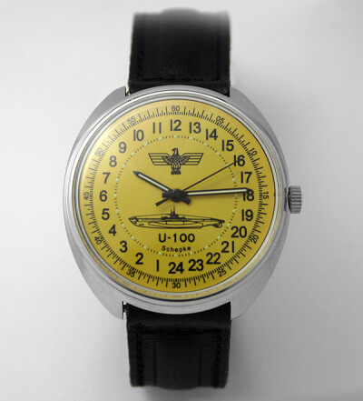 俄罗斯 24小时制机械表。迷于这个24小时。RUSSIAN 24-HOUR WATCHES U-100 SCHEPKE YELLOW 2 <a class='shortlnk' href='/s/12bfeb411' target='_blank' title='http://www.russian-watches.info/product/raketa-2…