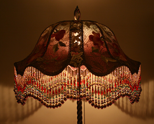 Nightshades - Violet &amp; Red Bella Rose lampshade victorian lampshade with iris appliques <a class='shortlnk' href='/s/111bd73f8' target='_blank' title='http://www.nightshades.com/detail_lamps/1503.html'>http://duitang.com/s/111bd73f8</a>