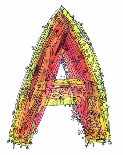 这个A画得好有艺术感，有没有想到生物学课本里面的图。 <a class='shortlnk' href='/s/142f76766' target='_blank' title='http://www.etsy.com/listing/64013306/whimsical-letter-a-funky-art-print-paint?ref=tre…