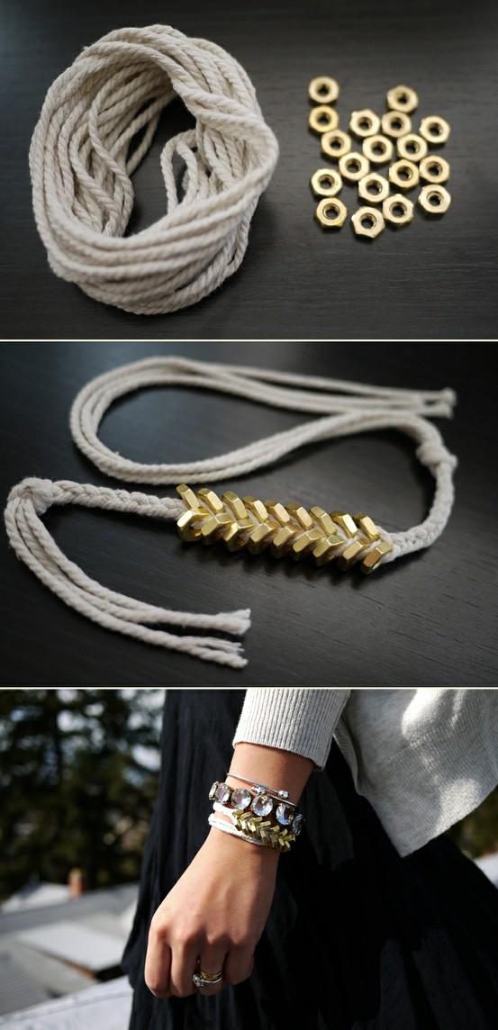 DIY: braided hex nut bracelet. i want to make this!!