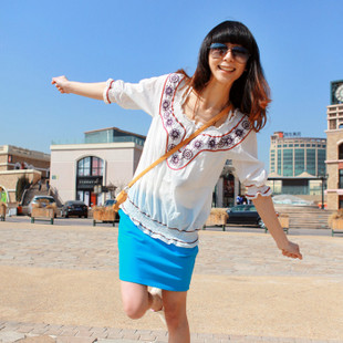 【味道】日单森林系女生民族风花朵刺绣五分袖松紧边白衬衫-淘宝网 <a class='shortlnk' href='/s/17f71a1ff' target='_blank' title='http://item.taobao.com/item.htm?id=9680644021'>http://duitang.com/s/17f71…