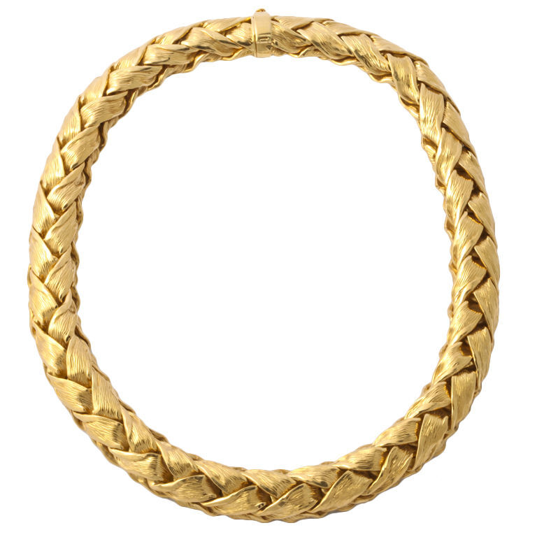 Tiffany &amp; Co. - TIFFANY 18KT Braided Ribbon Style Gold Necklace - Gallery 47 1960年代美国设计的复古首饰<a class='shortlnk' href='/s/0443bd57f' target='_blank' title='http://jewelry.1stdibs.com/jewelry_item_detail.php?id=27299'>http://duitang.com/s/0443bd57f</a>