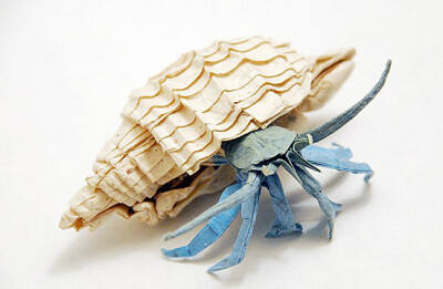 贝壳做成的螃蟹 <a class='shortlnk' href='/s/128b812f8' target='_blank' title='http://thedesigninspiration.com/photos/hermit-crab-origami/'>http://duitang.com/s/128b812f8</a>