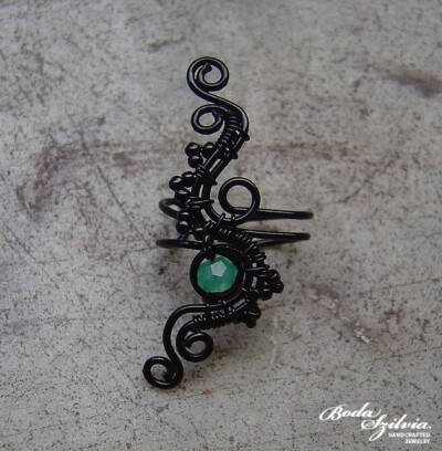 bodaszilvia After rain wire wrapped ear cuff with aventurine