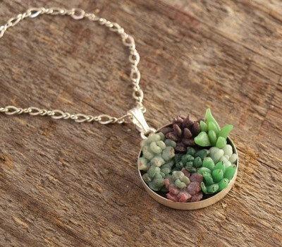 微小的WoodlandBelle花园项链 Tiny Succulent Garden Necklace