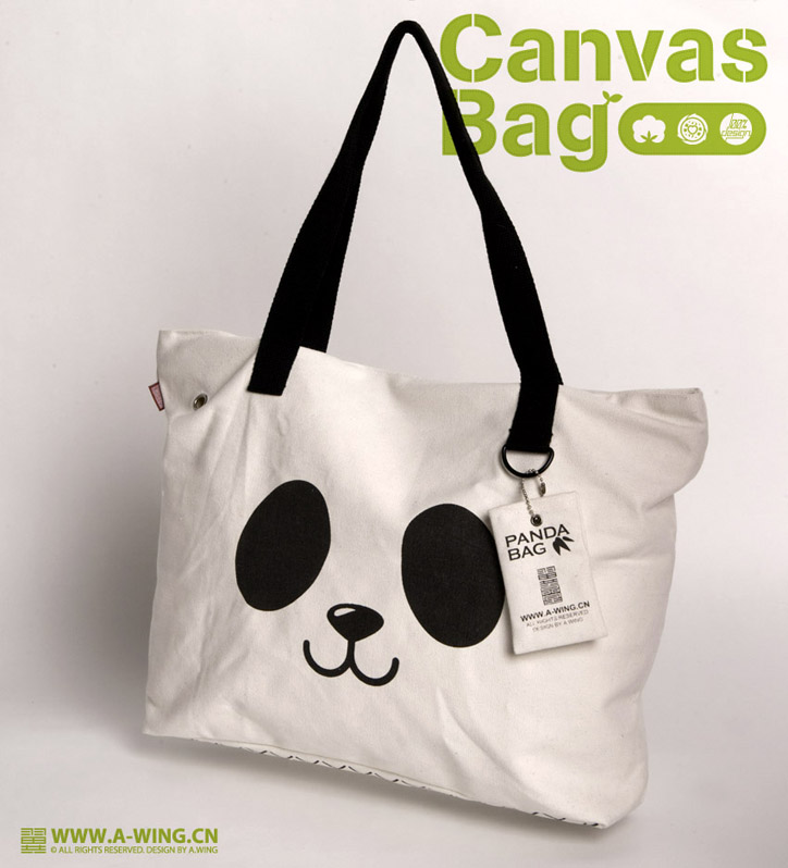 翼品堂 手工丝网印原创帆布包 熊猫包Panda Bag