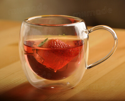  双层玻璃杯子用来喝水果茶超级美